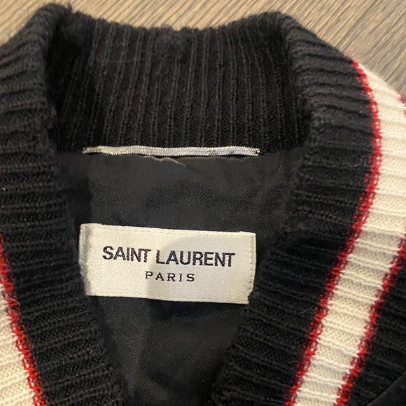 SAINT LAURENT PARIS BIRDS OF PARADISE SATIN VARSITY JACKET - Picture 3 of 5